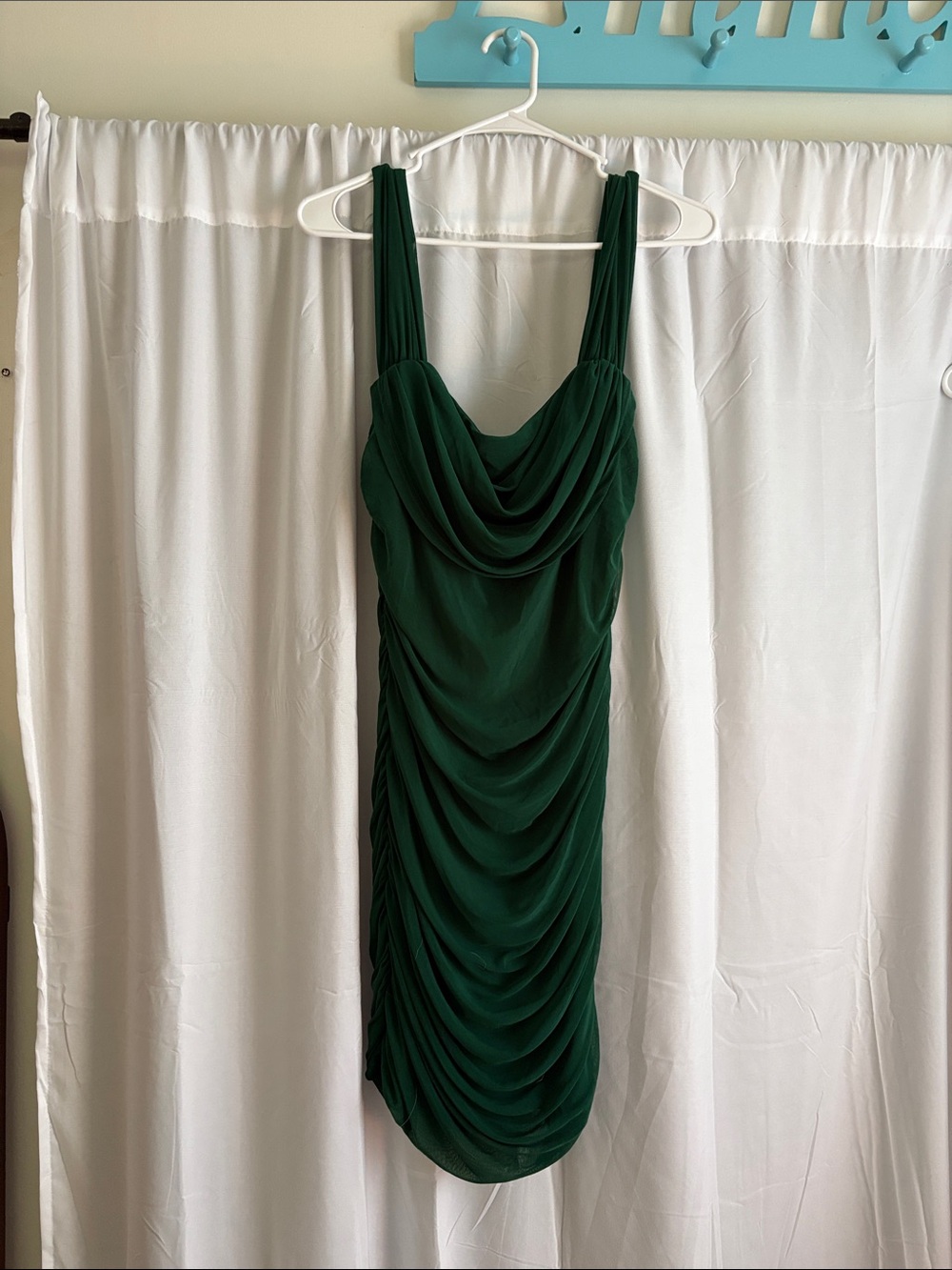 Draped Cowl Midi Dress in Deep Emerald Green